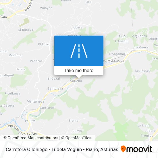 Carretera Olloniego - Tudela Veguín - Riaño map