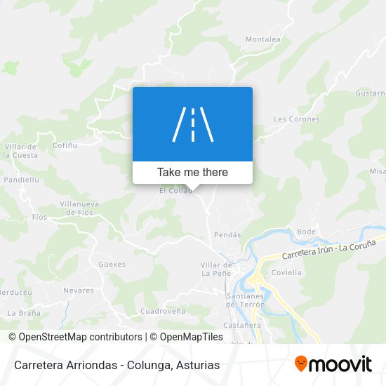 Carretera Arriondas - Colunga map
