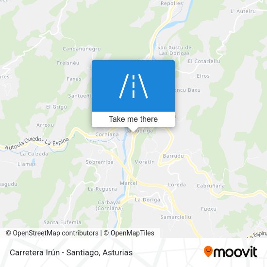 Carretera Irún - Santiago map