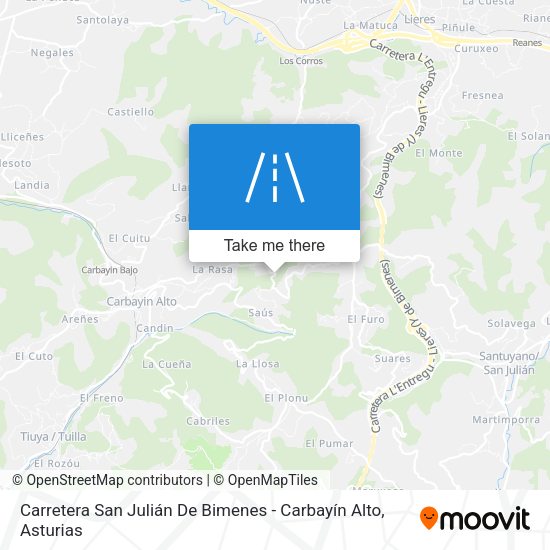 Carretera San Julián De Bimenes - Carbayín Alto map