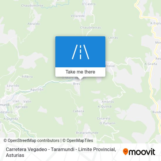 Carretera Vegadeo - Taramundi - Límite Provincial map