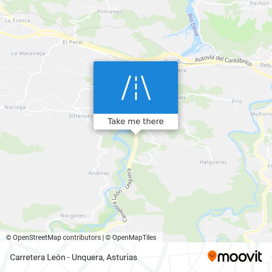 Carretera León - Unquera map