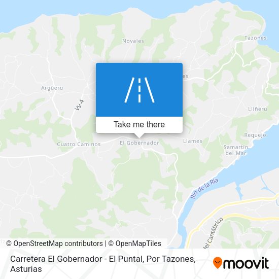 Carretera El Gobernador - El Puntal, Por Tazones map