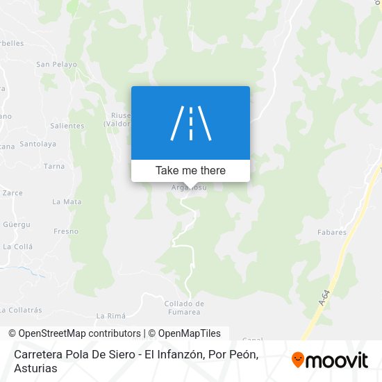 Carretera Pola De Siero - El Infanzón, Por Peón map