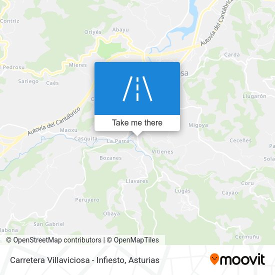 Carretera Villaviciosa - Infiesto map