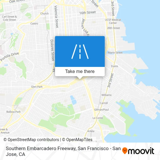 Southern Embarcadero Freeway map