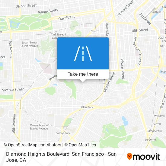 Diamond Heights Boulevard map