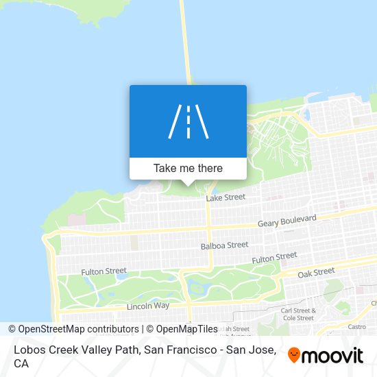 Lobos Creek Valley Path map