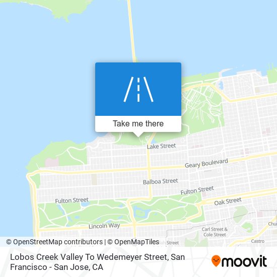 Lobos Creek Valley To Wedemeyer Street map