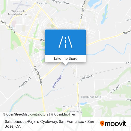Mapa de Salsipuedes-Pajaro Cycleway