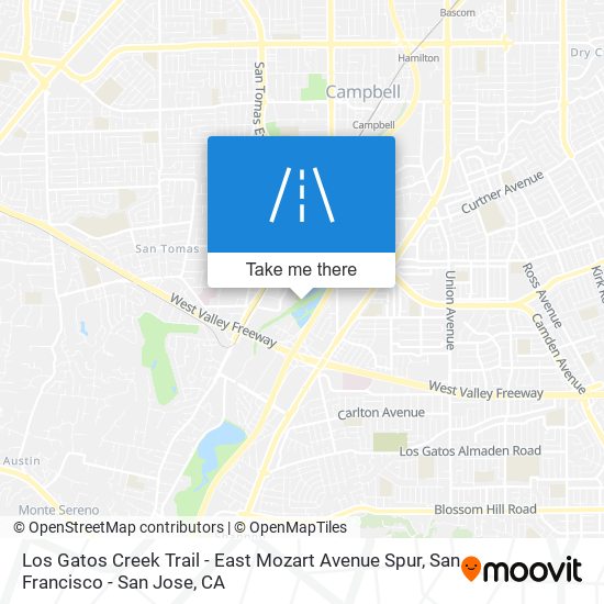 Mapa de Los Gatos Creek Trail - East Mozart Avenue Spur