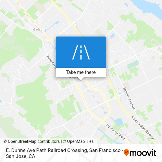 E. Dunne Ave Path Railroad Crossing map