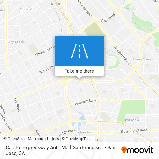Capitol Expressway Auto Mall map