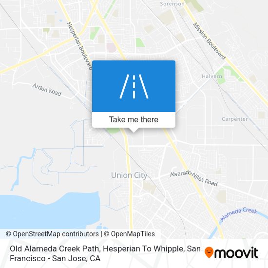 Old Alameda Creek Path,  Hesperian To Whipple map