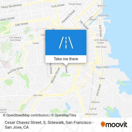 Cesar Chavez Street, S. Sidewalk map