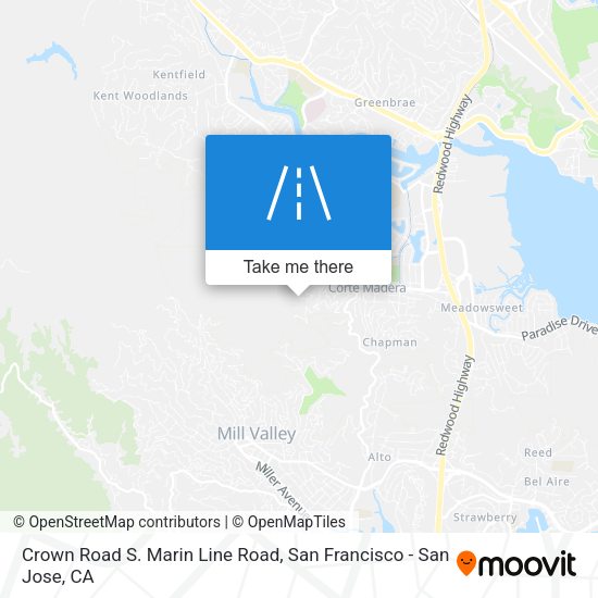 Crown Road S. Marin Line Road map