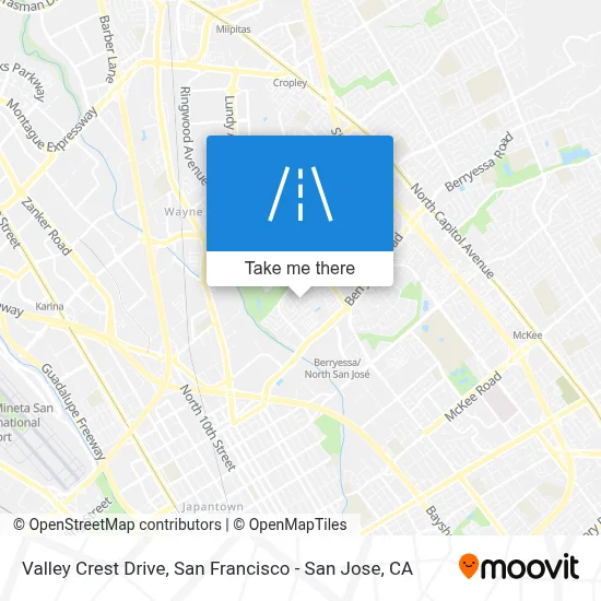 Valley Crest Drive map