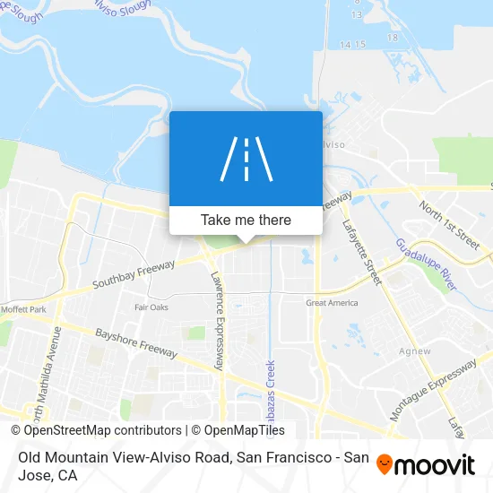 Old Mountain View-Alviso Road map