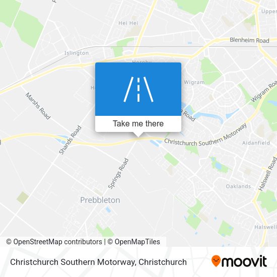 Christchurch Southern Motorway map