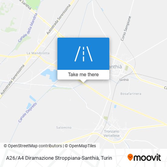 A26 / A4 Diramazione Stroppiana-Santhià map