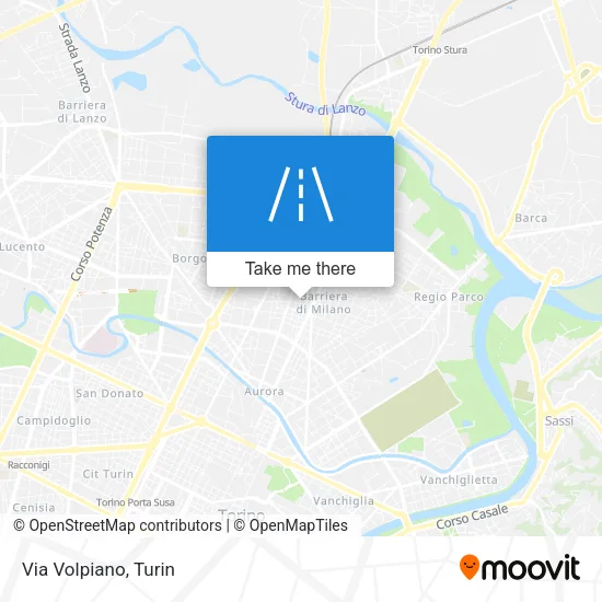 Via Volpiano map