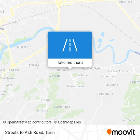 Streets to Asti Road map