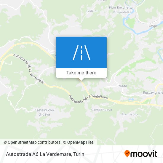 Autostrada A6 La Verdemare map