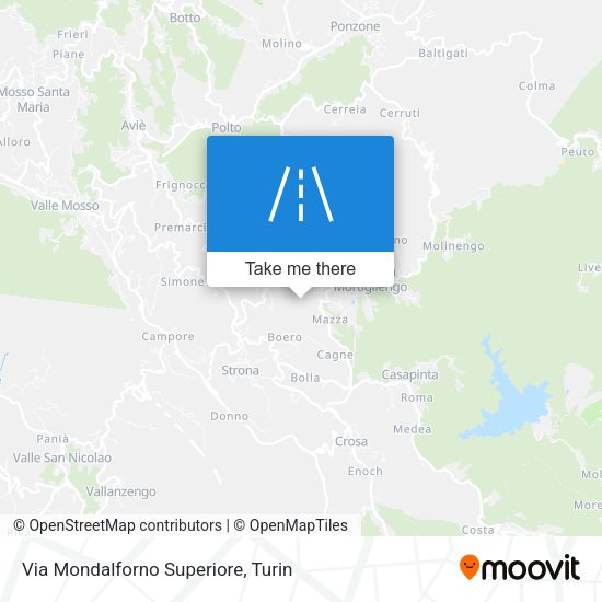 Via Mondalforno Superiore map