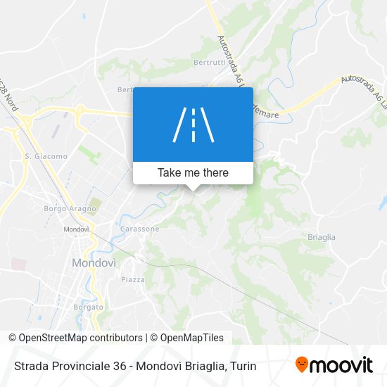 Strada Provinciale 36 - Mondovì Briaglia map