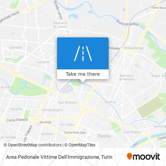 Area Pedonale Vittime Dell'Immigrazione map