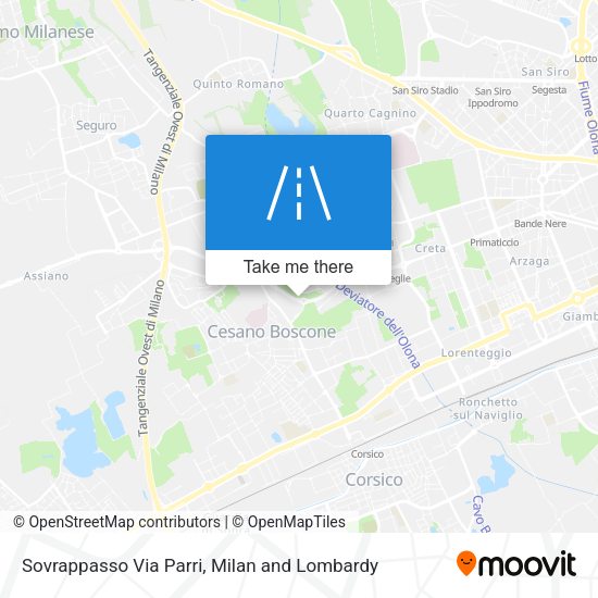 Sovrappasso Via Parri map