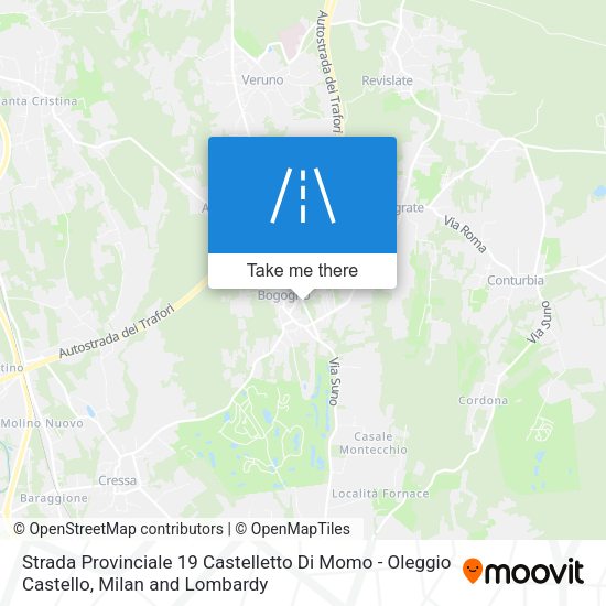 Strada Provinciale 19 Castelletto Di Momo - Oleggio Castello map