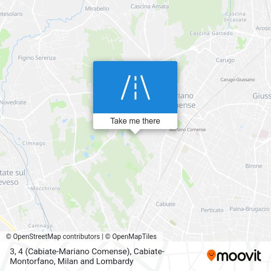 3, 4 (Cabiate-Mariano Comense), Cabiate-Montorfano map