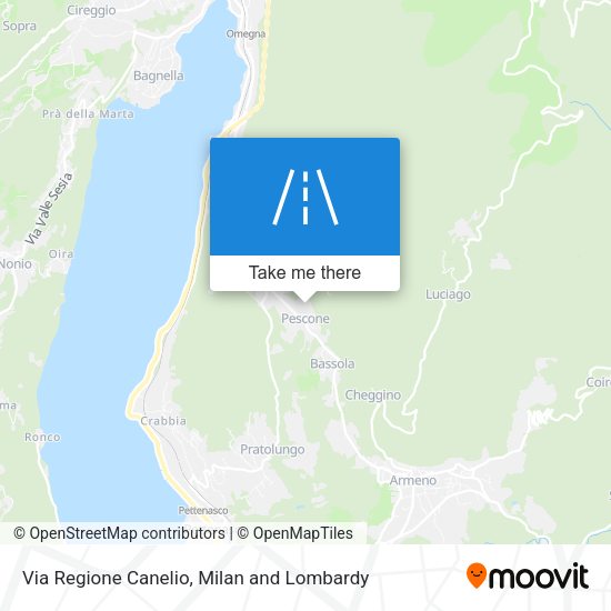 Via Regione Canelio map