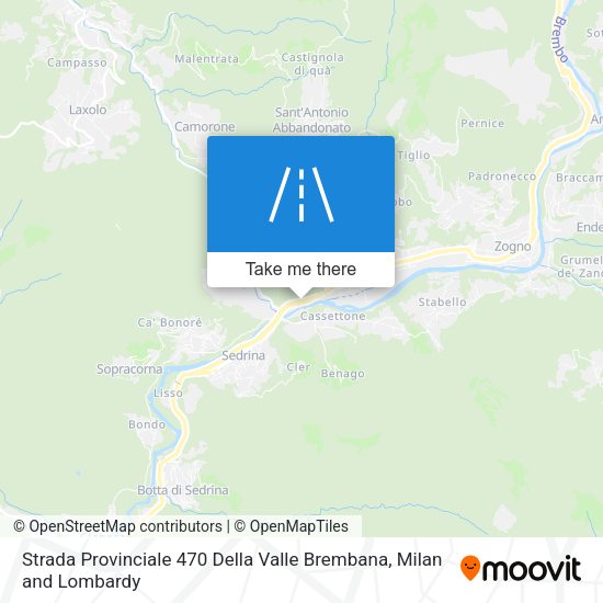 Strada Provinciale 470 Della Valle Brembana map