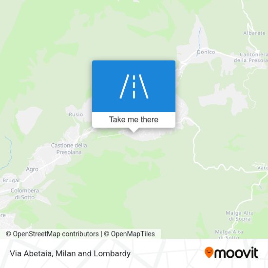 Via Abetaia map