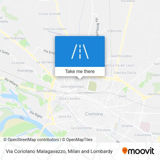 Via Coriolano Malagavazzo map