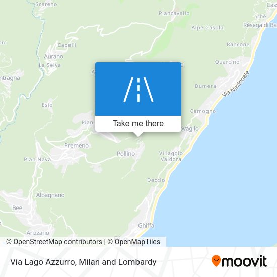 Via Lago Azzurro map