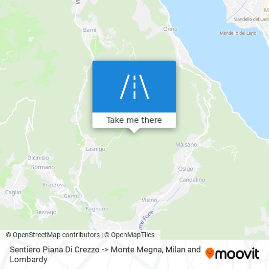 Sentiero Piana Di Crezzo -> Monte Megna map