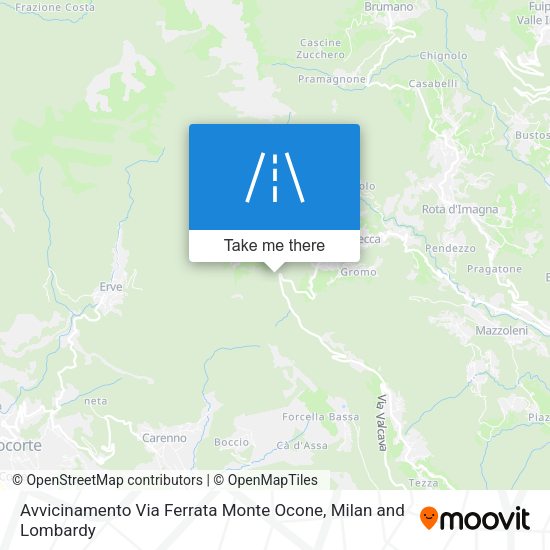 Avvicinamento Via Ferrata Monte Ocone map