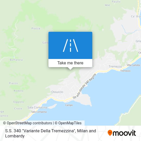 S.S. 340 "Variante Della Tremezzina" map
