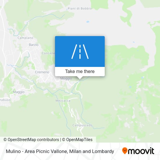 Mulino - Area Picnic Vallone map