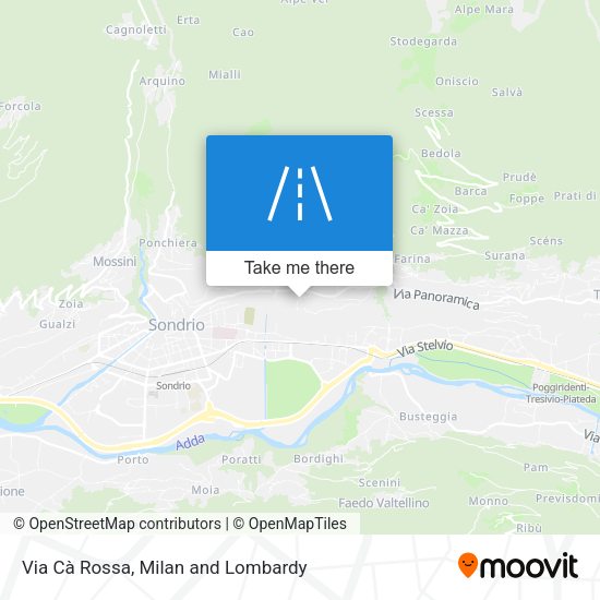 Via Cà Rossa map