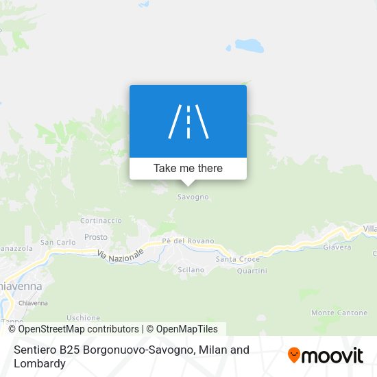 Sentiero B25 Borgonuovo-Savogno map