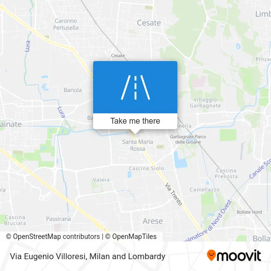 Via Eugenio Villoresi map