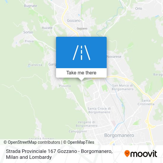 Strada Provinciale 167 Gozzano - Borgomanero map
