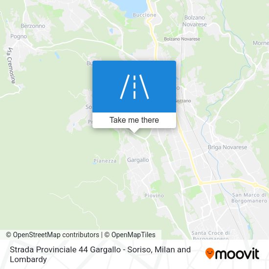 Strada Provinciale 44 Gargallo - Soriso map