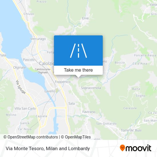Via Monte Tesoro map
