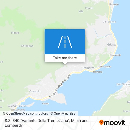 S.S. 340 "Variante Della Tremezzina" map
