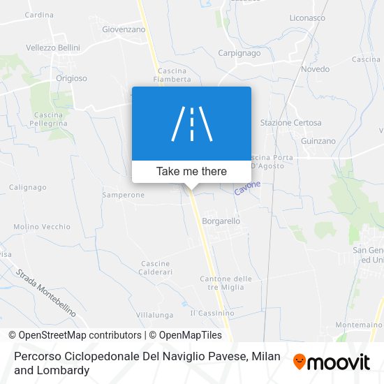 Percorso Ciclopedonale Del Naviglio Pavese map